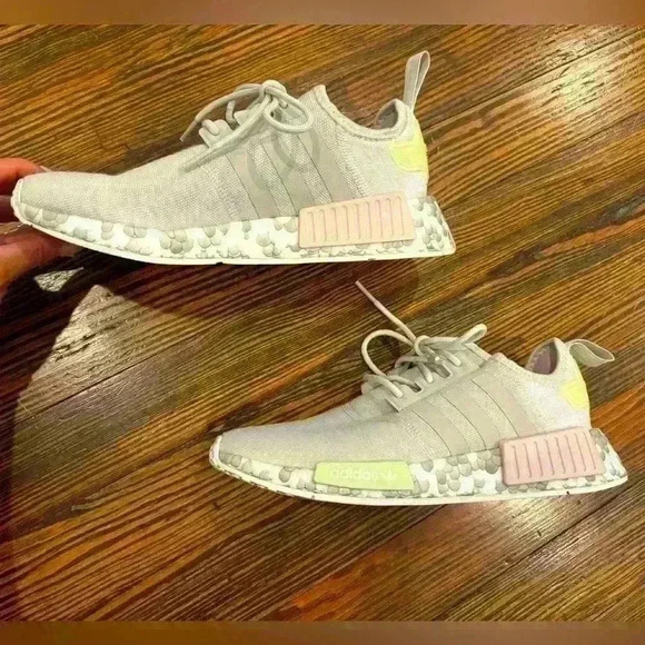 Women’s Sz 7 adidas NMD_R1 Color Splash - Grey Lime W running training sneaker - Picture 1 of 10